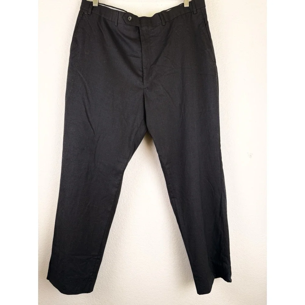 Hart Schaffner Marx Mens Black Straight‎ Leg Wool Blend Trouser Dress Pants 40R
